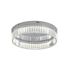 1-Light Chrome Dimmable LED Flush Mount With Clear Crystals