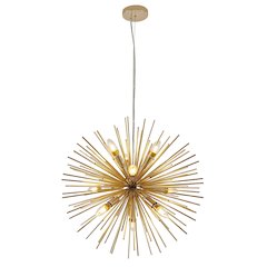 9-Light Gold Iron Chandelier With Aluminum Rods