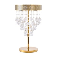 3-Light Gold Table Lamp With Clear Crystals