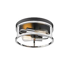 2-Light Black And Chrome Metal Flush Mount