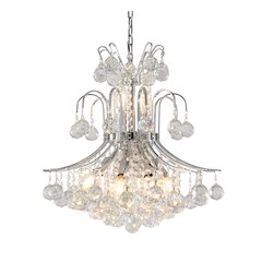 10-Light Chrome Chandelier With Clear Crystals