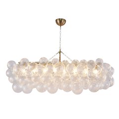 12-Light Brass Chandelier With Clear Swirl Glass Shades