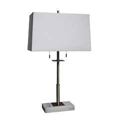 1-Light table lamp, an antique brass frame, a white marble base