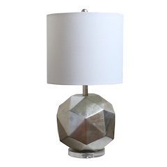 1-Light Silver Foiled Body Table Lamp With A Drum Shade