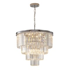 12-Light Chrome Chandelier With Clear Hanging Crystal