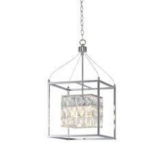 4-Light Chrome Cage Chandelier With Clear Crystals