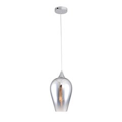 1-Light Chrome Pendant With A Reflective Chrome Faded Glass Shade
