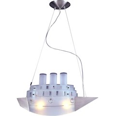 2-Light Frosted White Glass Trim Ship Children's Lighting