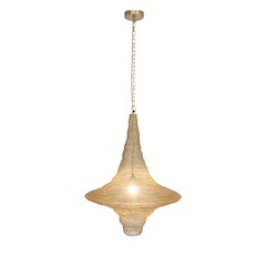 1-Light Gold Pendant With A Chain Basket Shade