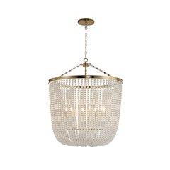 8-Light Gold Chandelier With Clear Beaded hanging Glass