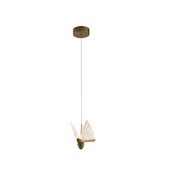 1-Light Stain Brass LED Pendant In a Butterfly Shape