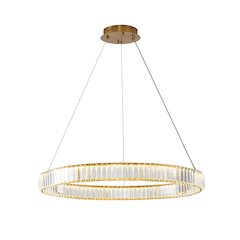 1-Light Gold Steel LED Chandelier With Crystals