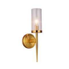 1-Light Antique Brass Metal Wall Sconce With A Clear Glass Shade