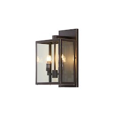 2-Light Oil Bronzed Black Outdoor Wall Sconce With A Glass Shade
