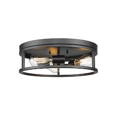 3-Light Black Metal Flush Mount