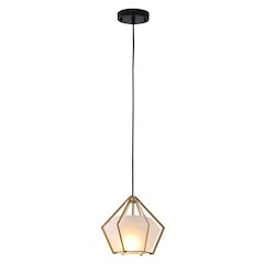 1-Light Gold Aluminum Single Pendant With Frosted Glass