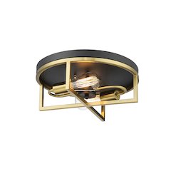 2-Light Black And Gold Cage Flush Mount