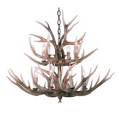 12-Light Bronze Polyresin Antler Horn Chandelier