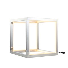 12-Light Nickel LED Box Table Lamp With White Silicone Diffuser