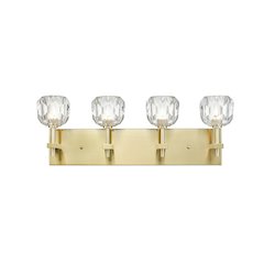 4-Light Gold Wall Sconce With Clear Crystal Shades
