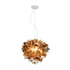 1-Light Shiny Gold Acrylic Chandelier With White Hardware