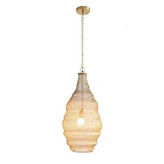 1-Light Gold Pendant With A Chain Basket Shade