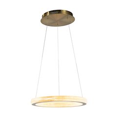 1-Light Sand Gold LED Chandelier With A Clear Acrylic Diffuser