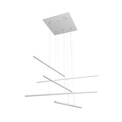 5-Light Matte White Metal LED Chandelier With Selectable LED Color Temperature