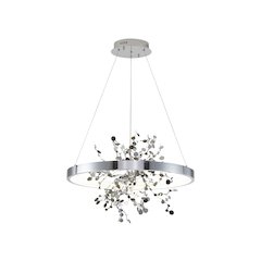 1-Light Chrome Stainless Steel LED Chandelier, Chrome Aluminum Confetti Interior