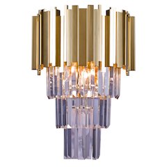 3-Light Gold Wall Sconce With Clear Crystals