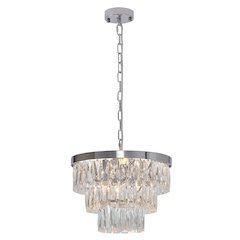 6-Light Chrome Metal Chandelier With Clear Crystal