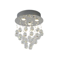 3-Light Chrome Flush Mount With Clear Crystals
