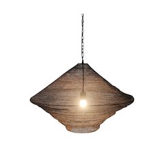 1-Light Satin Black Pendant With A Chain Basket Shade