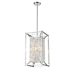 4-Light Chrome Cage Pendant With Clear Hanging Crystals