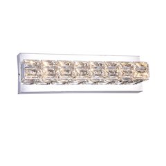 1-Light Chrome Wall Sconce With Clear Crystal Accents
