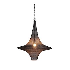 1-Light Satin Black Pendant With A Chain Basket Shade