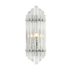 1-Light Chrome Metal Wall Sconce With A Clear Glass Rods