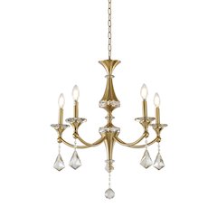 5-Light Satin Brass Chandelier With Clear And Champagne Crystals