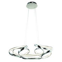 4-Light Dimmable Chrome LED Chandelier With White Acrylic Diffusers