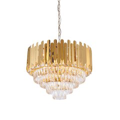 15-Light Gold Stainless Steel Chandelier With Clear Crystals