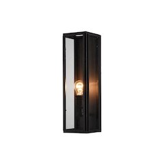 1-Light Black Iron Rectangular Wall Sconce With A Clear Glass Shade