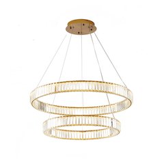 2-Light Gold Steel LED Chandelier With Crystals