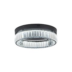 1-Light Satin Black Dimmable LED Flush Mount With Clear Crystals