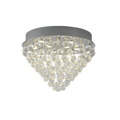 9-Light Chrome Flush Mount With Clear Crystals