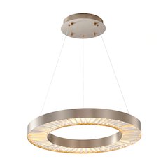 1-Light Gold Stainless Steel LED Chandelier With Clear Crystals