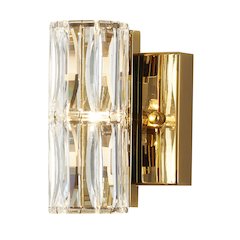 1-Light Gold Wall Sconce With Clear Crystals