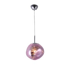 1-Light Chrome Pendant With A Pink Acrylic Shade