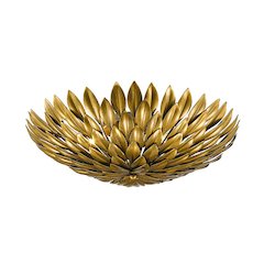 3-Light Gold Leaf Petal Flush Mount