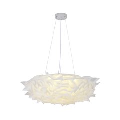 1-Light White Acrylic LED Chandelier With White hardware