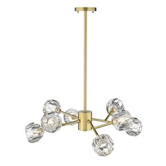 8-Light Gold Chandelier With Clear Crystal Shades